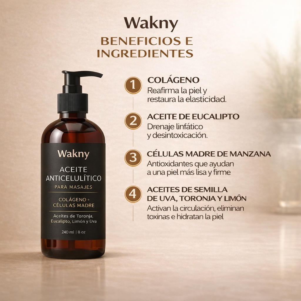 Wakny - Aceite de masaje anticelulítico
